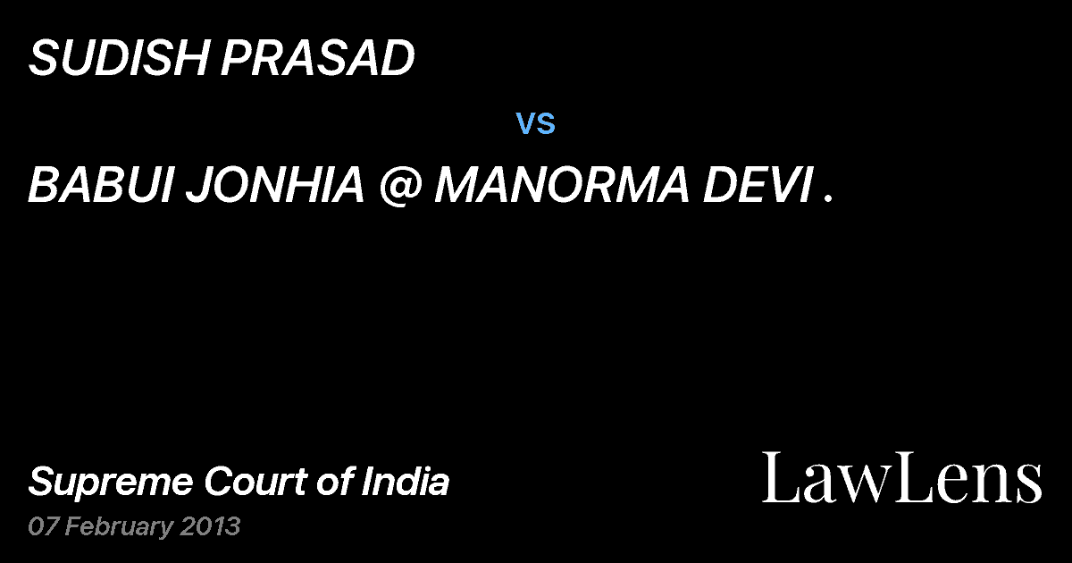 Preview image for SUDISH PRASAD vs. BABUI JONHIA @ MANORMA DEVI .