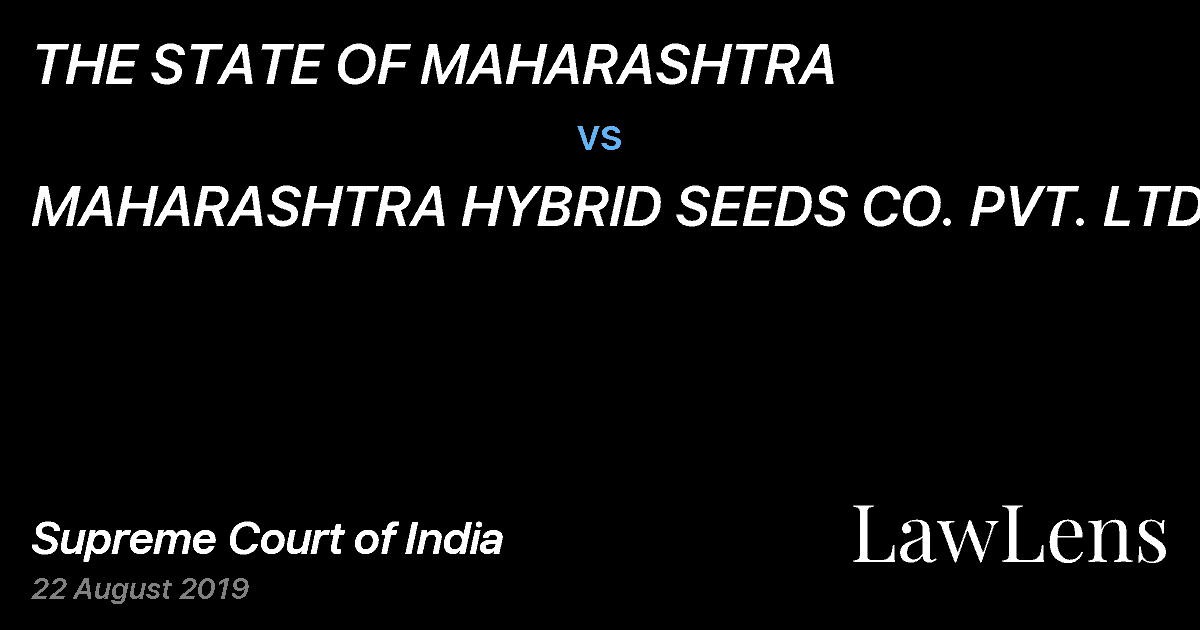 Preview image for THE STATE OF MAHARASHTRA vs. MAHARASHTRA HYBRID SEEDS CO. PVT. LTD.