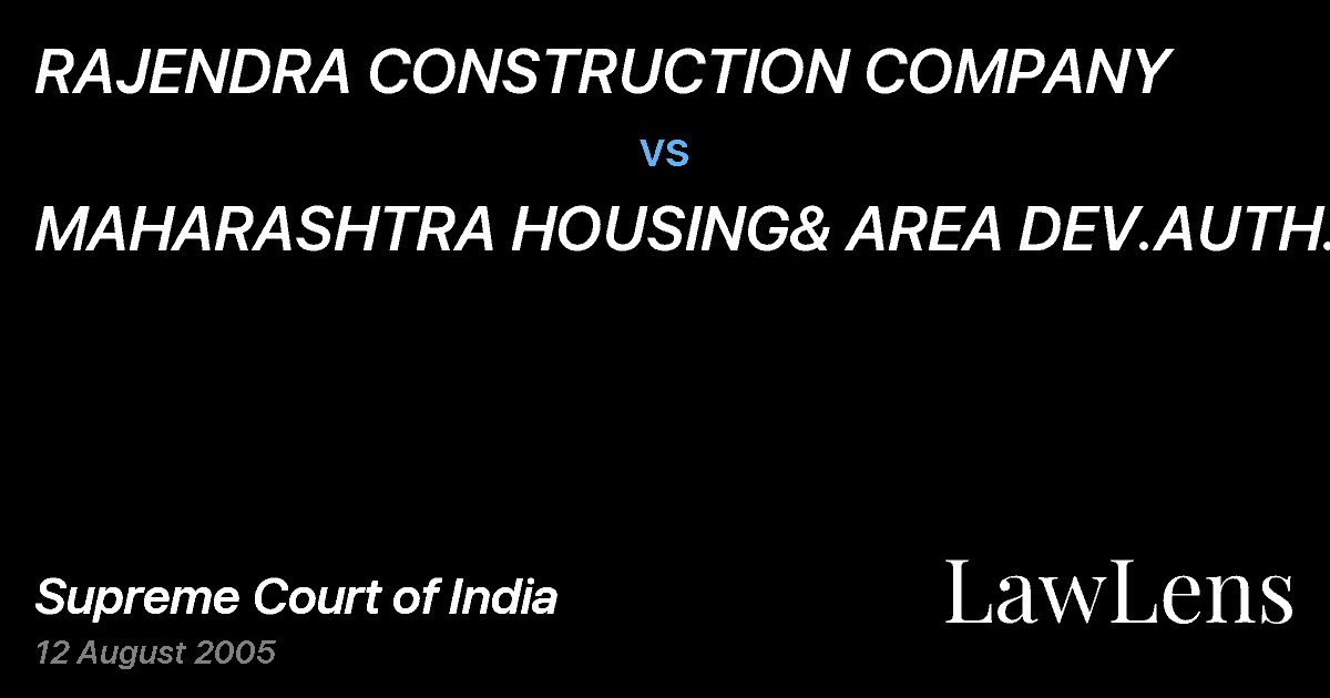 Preview image for RAJENDRA CONSTRUCTION COMPANY vs. MAHARASHTRA HOUSING& AREA DEV.AUTH.