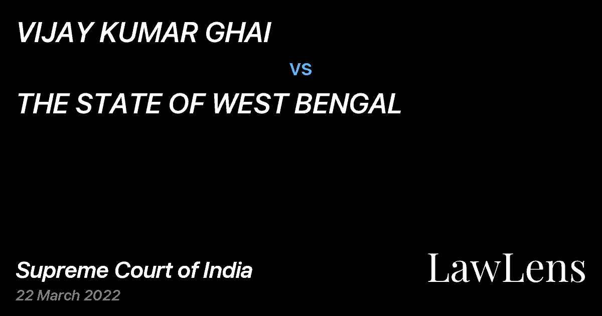 Preview image for VIJAY KUMAR GHAI vs. THE STATE OF WEST BENGAL