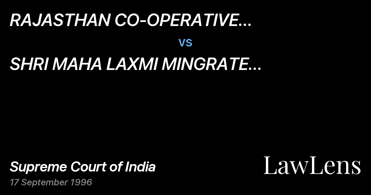 Preview image for RAJASTHAN CO-OPERATIVE DAIRYFEDERATION LTD. vs. SHRI MAHA LAXMI MINGRATE MARKETINGSERVICE PVT. LTD & ORS.