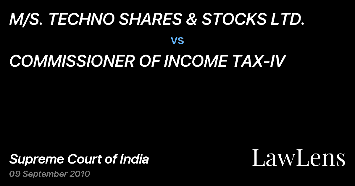 Preview image for M/S. TECHNO SHARES & STOCKS LTD. vs. COMMISSIONER OF INCOME TAX-IV