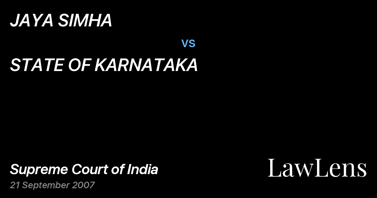 Preview image for JAYA SIMHA vs. STATE OF KARNATAKA