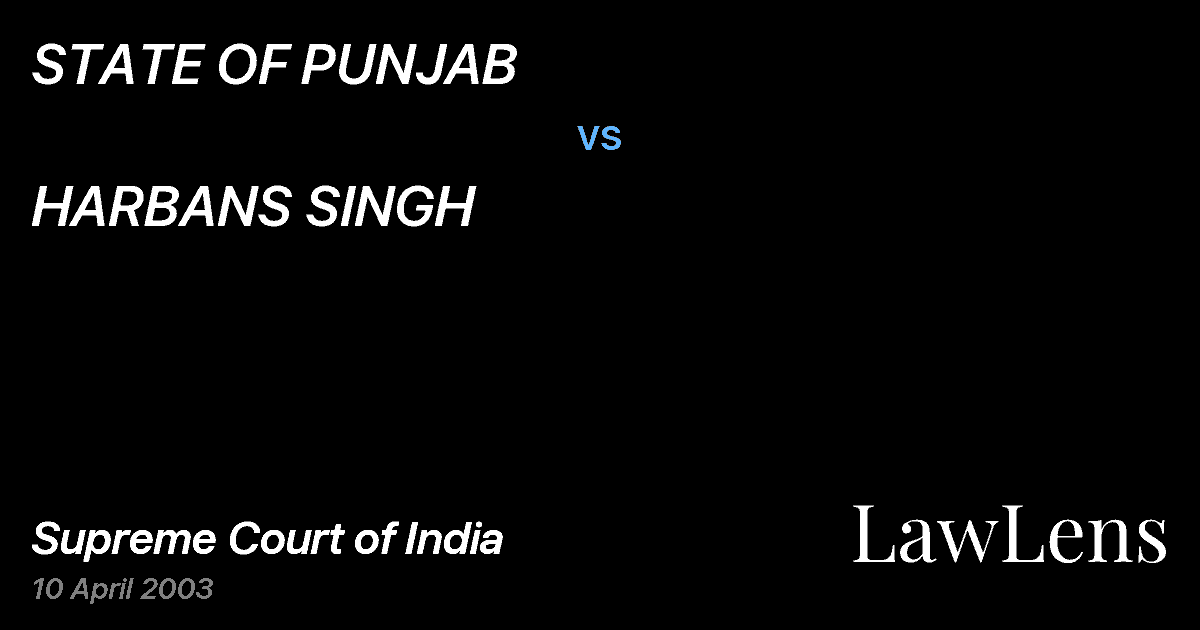 Preview image for STATE OF PUNJAB vs. HARBANS SINGH