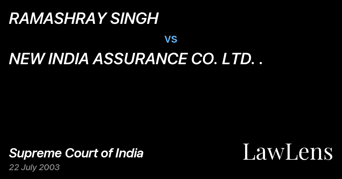 Preview image for RAMASHRAY SINGH vs. NEW INDIA ASSURANCE CO. LTD. .