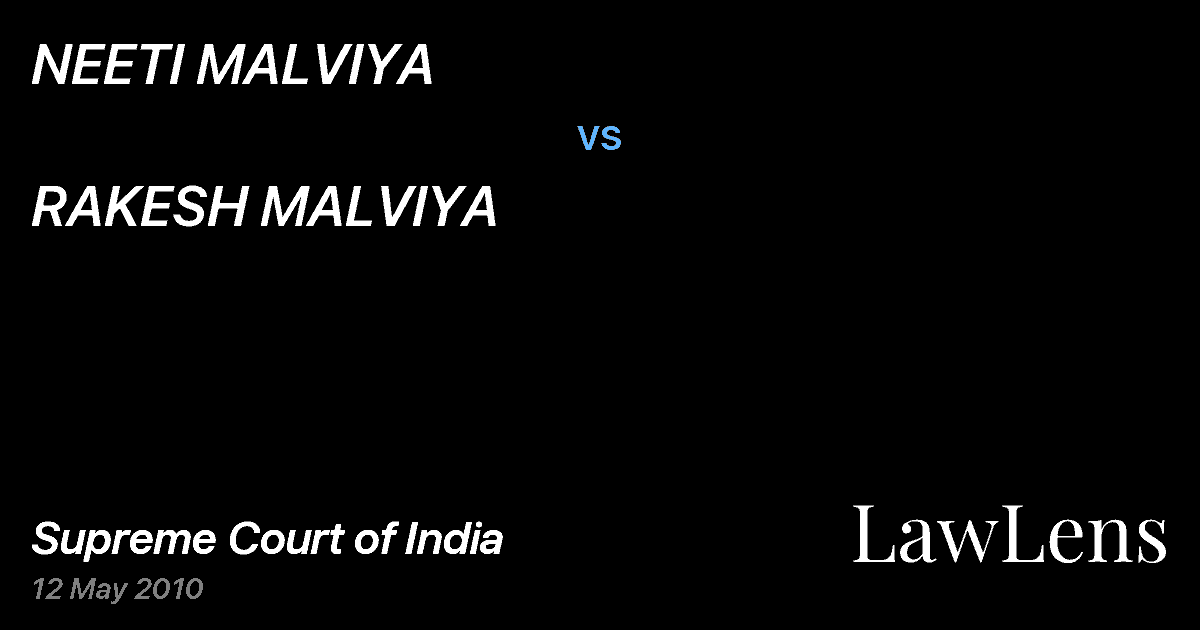 Preview image for NEETI MALVIYA vs. RAKESH MALVIYA