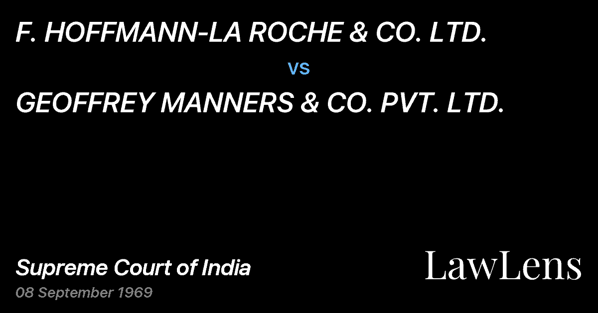 Preview image for F. HOFFMANN-LA ROCHE & CO. LTD. vs. GEOFFREY MANNERS & CO. PVT. LTD.