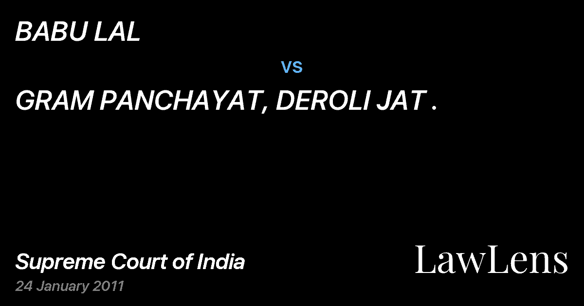 Preview image for BABU LAL vs. GRAM PANCHAYAT, DEROLI JAT .
