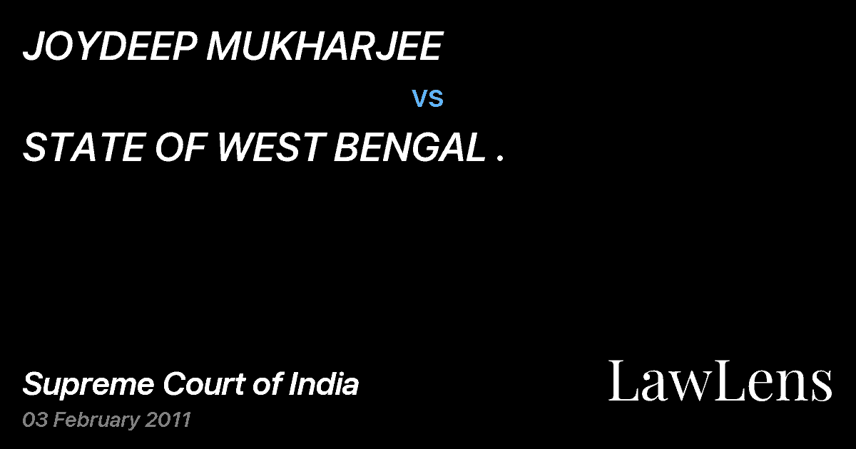 Preview image for JOYDEEP MUKHARJEE vs. STATE OF WEST BENGAL .