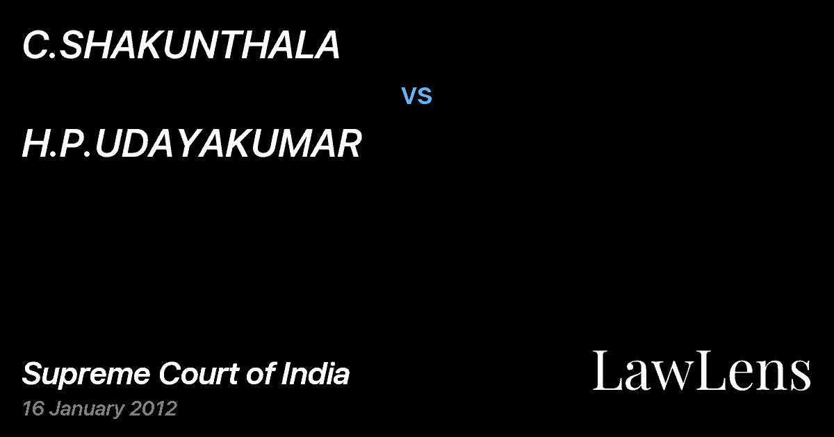 Preview image for C.SHAKUNTHALA vs. H.P.UDAYAKUMAR