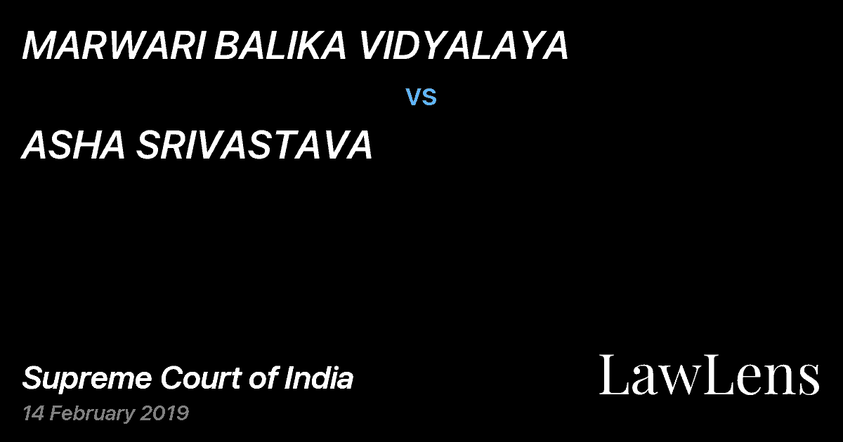 Preview image for MARWARI BALIKA VIDYALAYA vs. ASHA SRIVASTAVA
