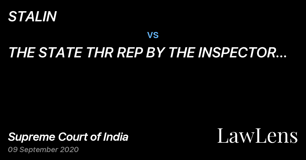 Preview image for STALIN vs. THE STATE THR REP BY THE INSPECTOR OF POLICE