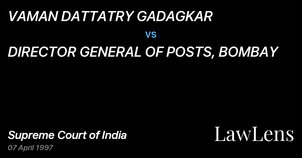 Preview image for VAMAN DATTATRY GADAGKAR vs. DIRECTOR GENERAL OF POSTS, BOMBAY