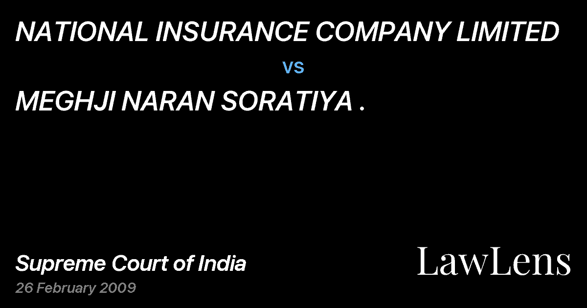 Preview image for NATIONAL INSURANCE COMPANY LIMITED vs. MEGHJI NARAN SORATIYA .