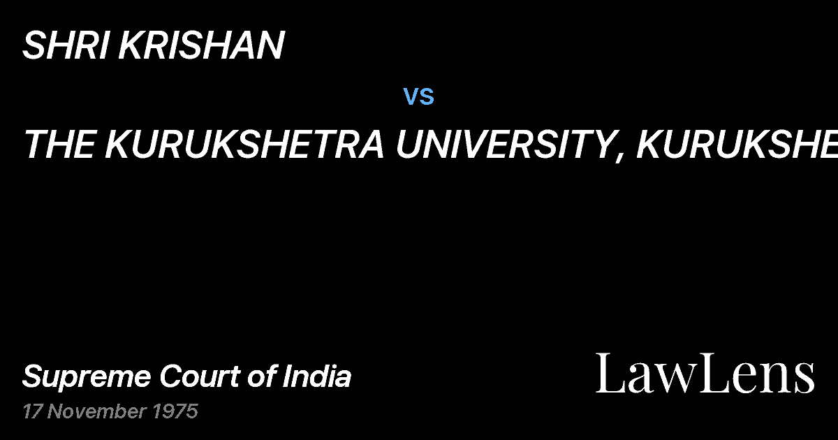 Preview image for SHRI KRISHAN vs. THE KURUKSHETRA UNIVERSITY, KURUKSHETRA