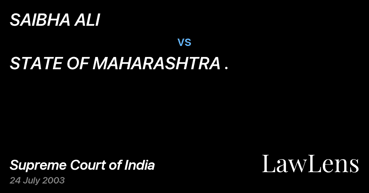Preview image for SAIBHA ALI vs. STATE OF MAHARASHTRA .