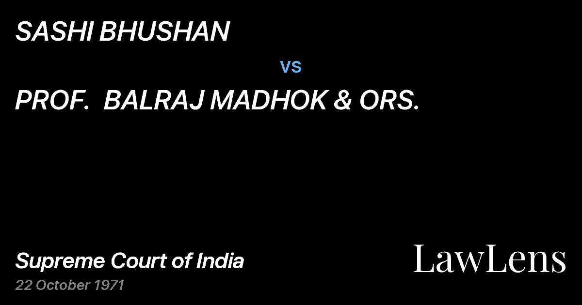 Preview image for SASHI BHUSHAN vs. PROF.  BALRAJ MADHOK & ORS.