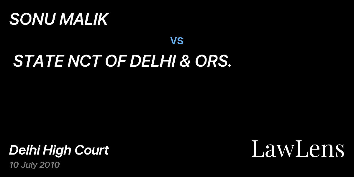 Preview image for SONU MALIK vs. STATE NCT OF DELHI & ORS.