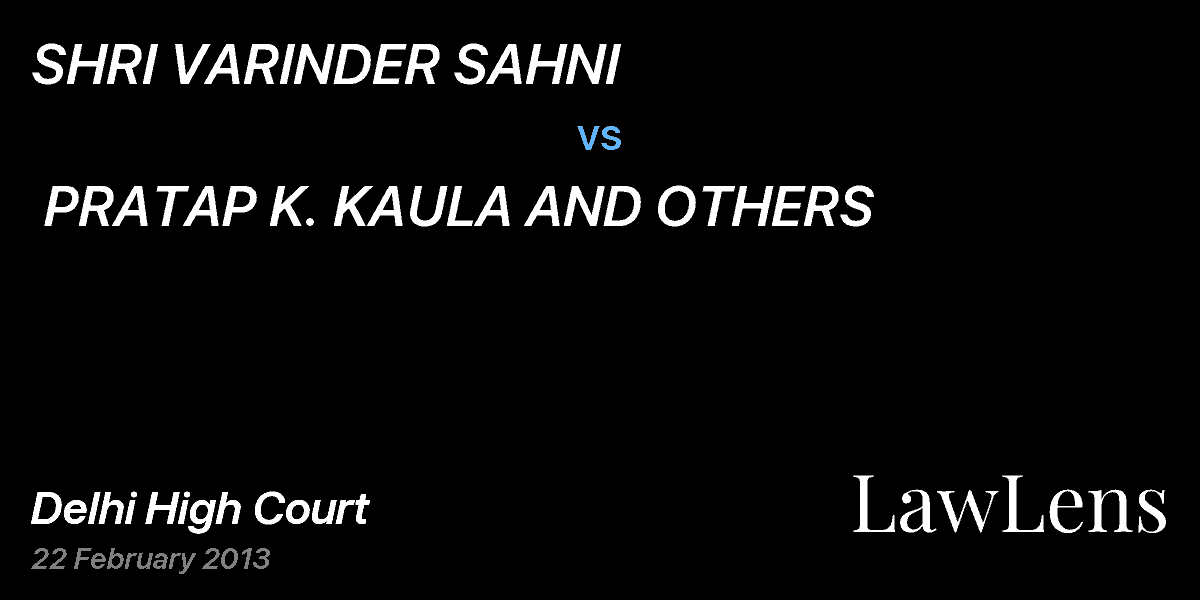 Preview image for SHRI VARINDER SAHNI vs. PRATAP K. KAULA AND OTHERS