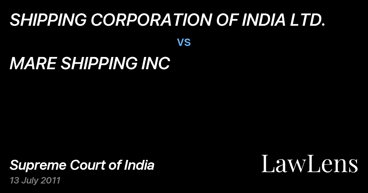 Preview image for SHIPPING CORPORATION OF INDIA LTD. vs. MARE SHIPPING INC