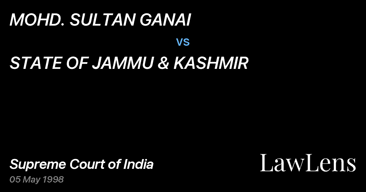 Preview image for MOHD. SULTAN GANAI vs. STATE OF JAMMU & KASHMIR