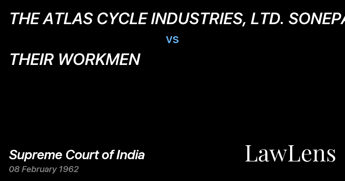 Preview image for THE ATLAS CYCLE INDUSTRIES, LTD. SONEPAT vs. THEIR WORKMEN