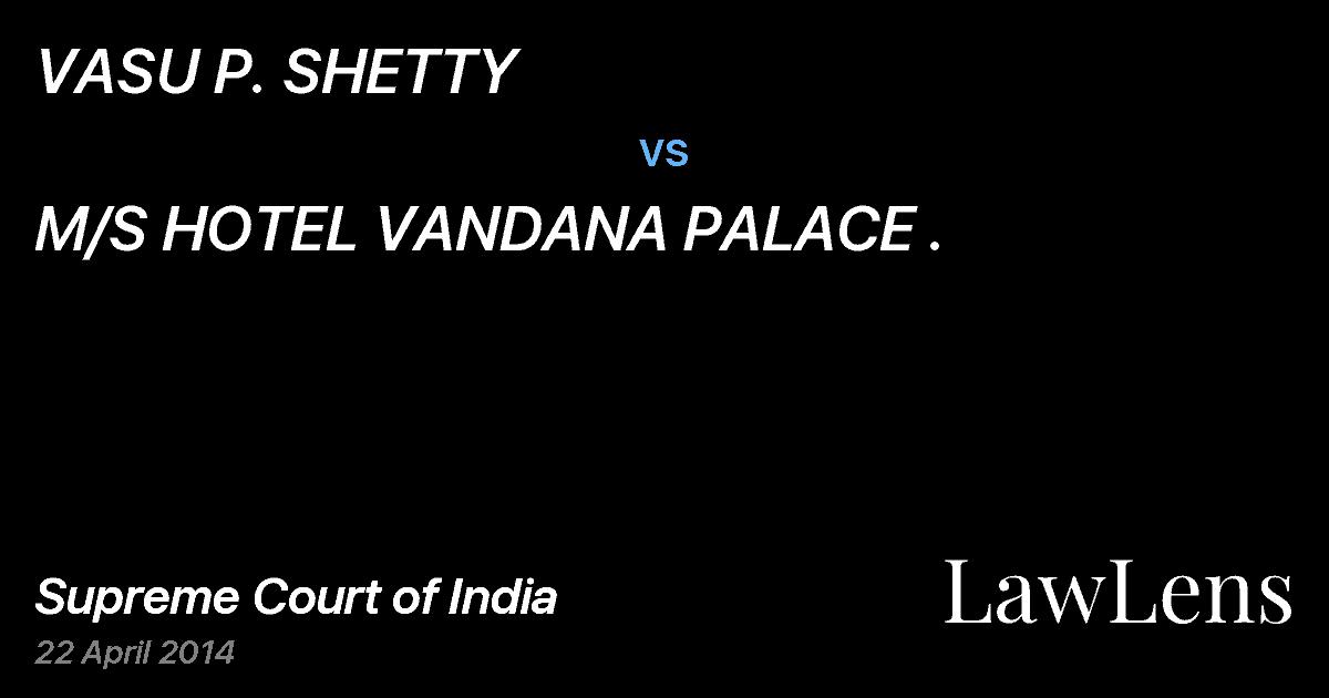 Preview image for VASU P. SHETTY vs. M/S HOTEL VANDANA PALACE .