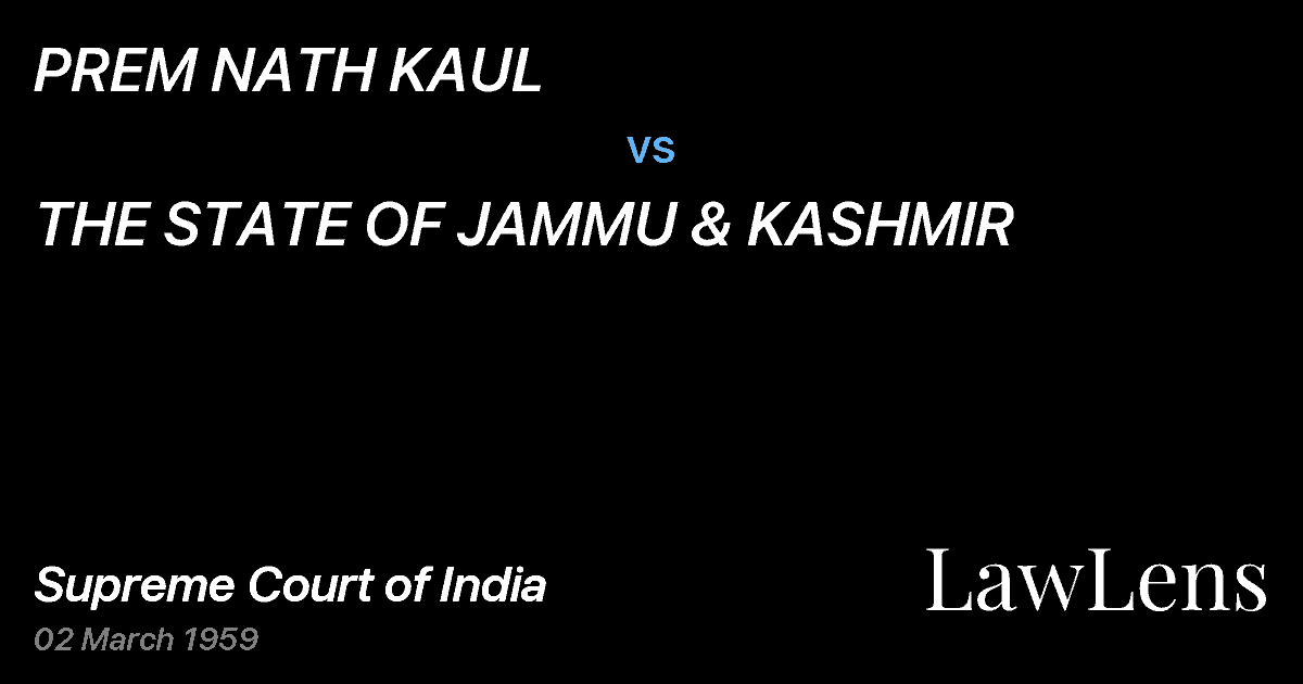 Preview image for PREM NATH KAUL vs. THE STATE OF JAMMU & KASHMIR