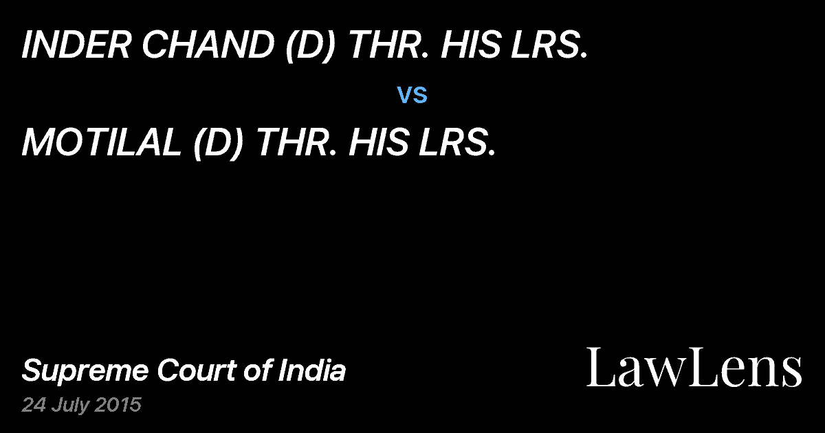 Preview image for INDER CHAND (D) THR. HIS LRS. vs. MOTILAL (D) THR. HIS LRS.