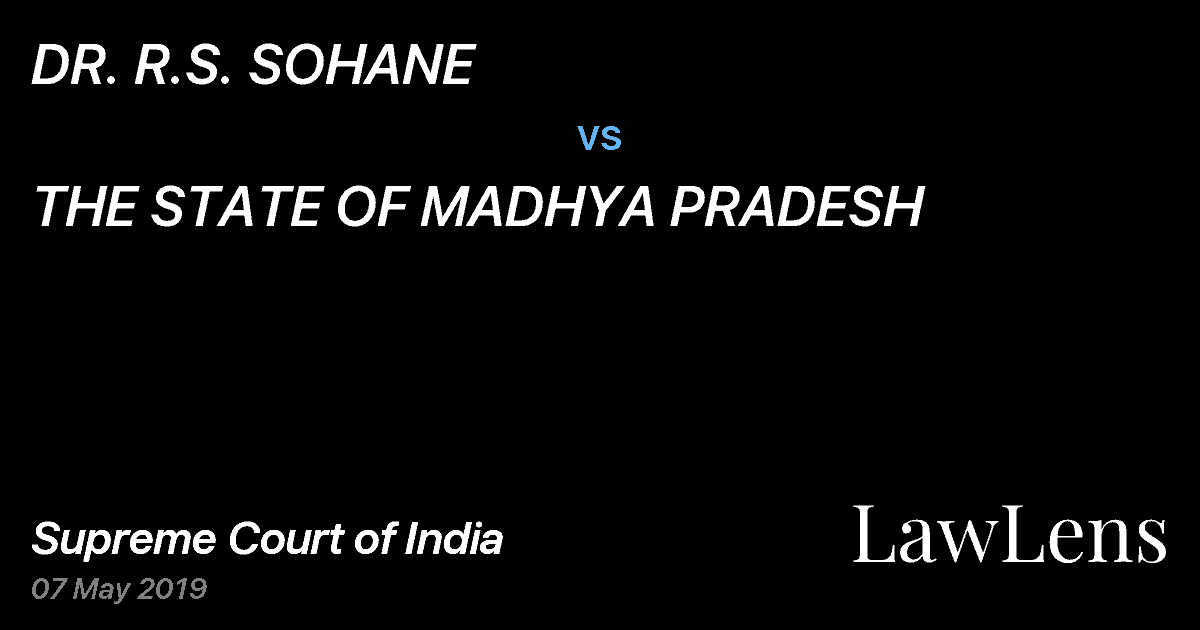 Preview image for DR. R.S. SOHANE vs. THE STATE OF MADHYA PRADESH