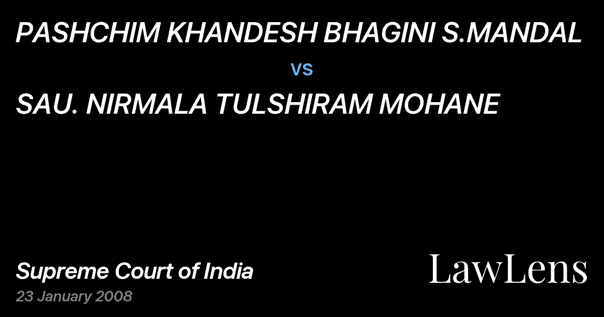 Preview image for PASHCHIM KHANDESH BHAGINI S.MANDAL vs. SAU. NIRMALA TULSHIRAM MOHANE