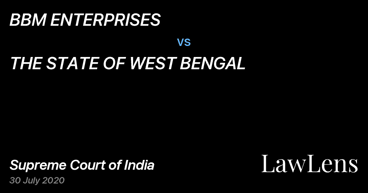 Preview image for BBM ENTERPRISES vs. THE STATE OF WEST BENGAL