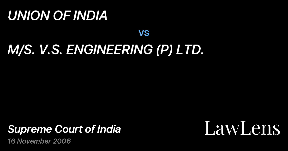Preview image for UNION OF INDIA vs. M/S. V.S. ENGINEERING (P) LTD.