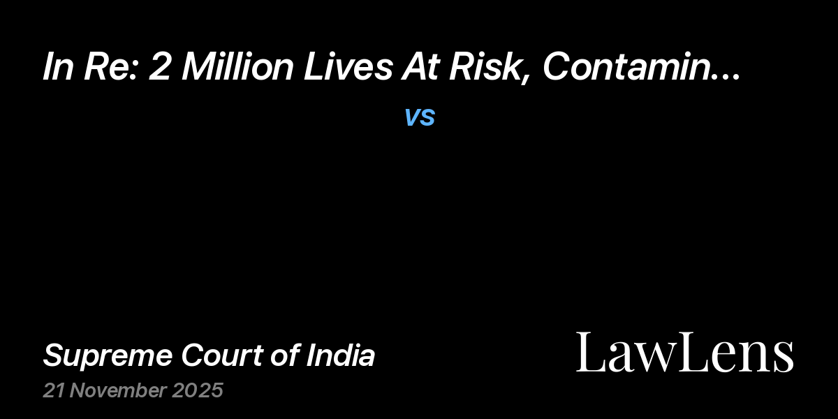 Preview image for In Re: 2 Million Lives At Risk, Contamination In Jojari River, Rajasthan vs. NaN