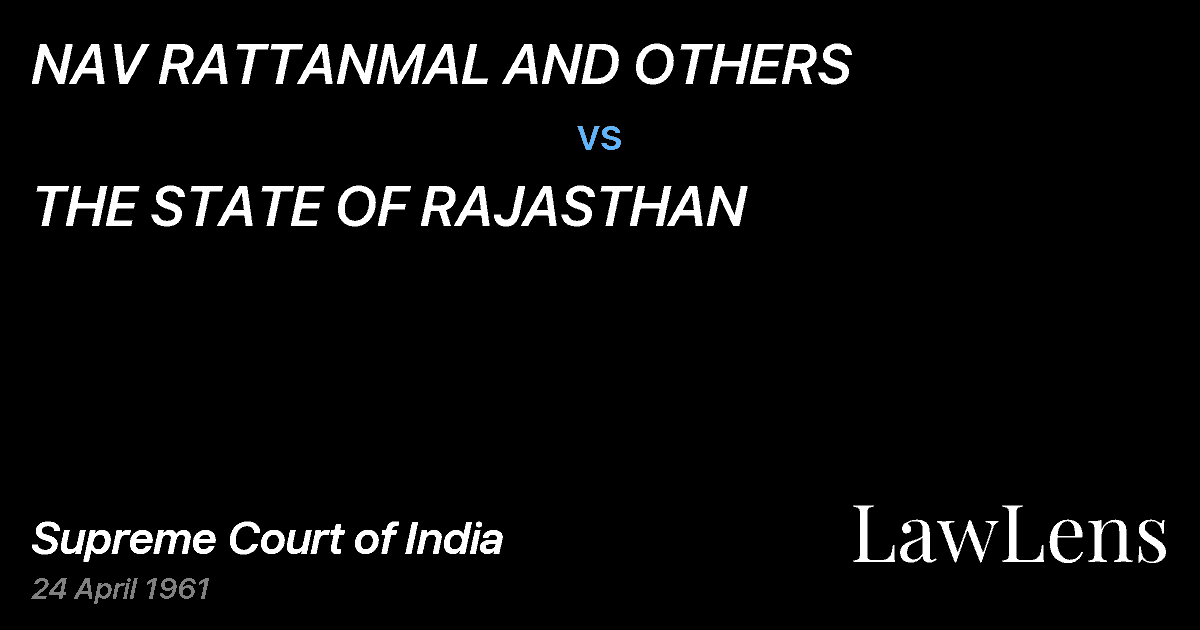 Preview image for NAV RATTANMAL AND OTHERS vs. THE STATE OF RAJASTHAN
