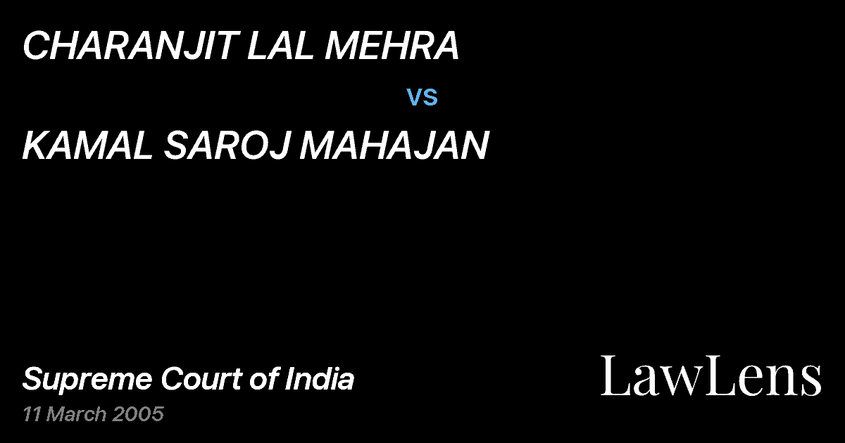 Preview image for CHARANJIT LAL MEHRA vs. KAMAL SAROJ MAHAJAN