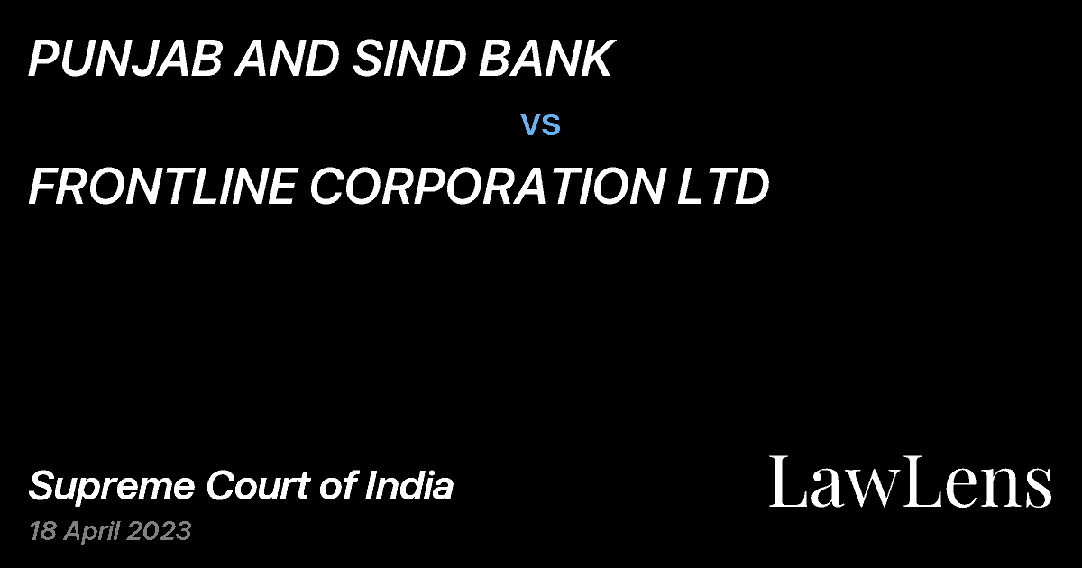 Preview image for PUNJAB AND SIND BANK vs. FRONTLINE CORPORATION LTD