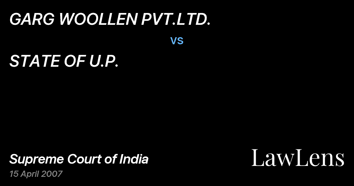 Preview image for GARG WOOLLEN PVT.LTD. vs. STATE OF U.P.