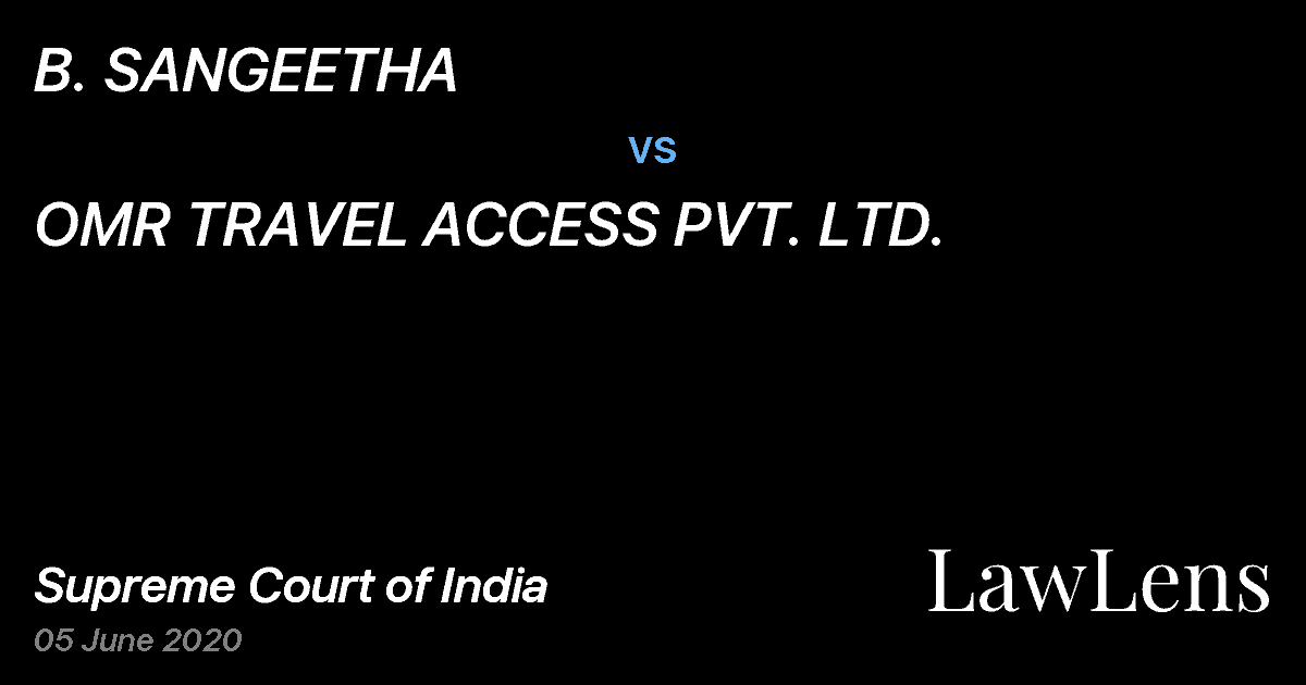 Preview image for B. SANGEETHA vs. OMR TRAVEL ACCESS PVT. LTD.