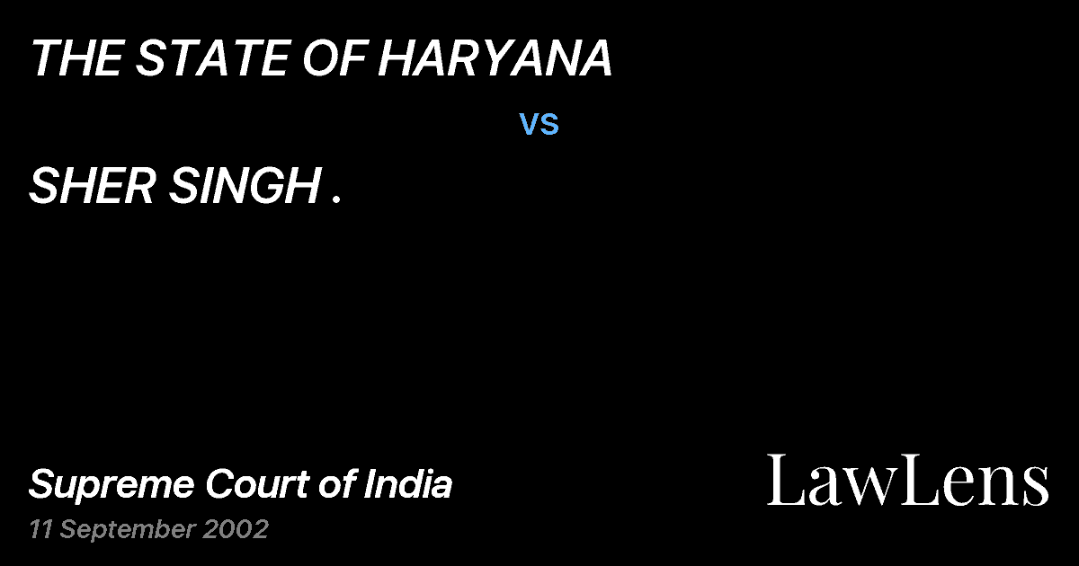 Preview image for THE STATE OF HARYANA vs. SHER SINGH .