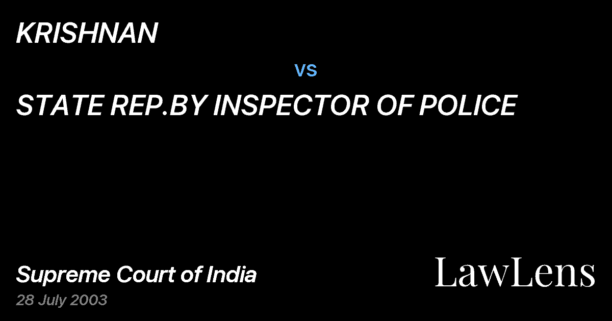 Preview image for KRISHNAN vs. STATE REP.BY INSPECTOR OF POLICE