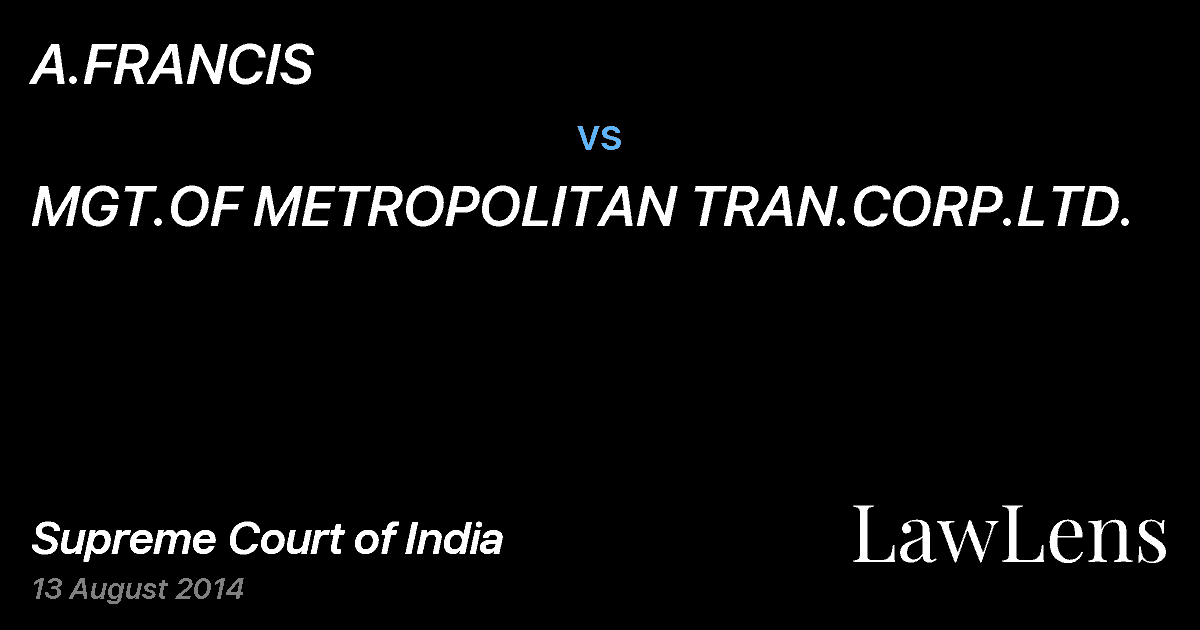 Preview image for A.FRANCIS vs. MGT.OF METROPOLITAN TRAN.CORP.LTD.