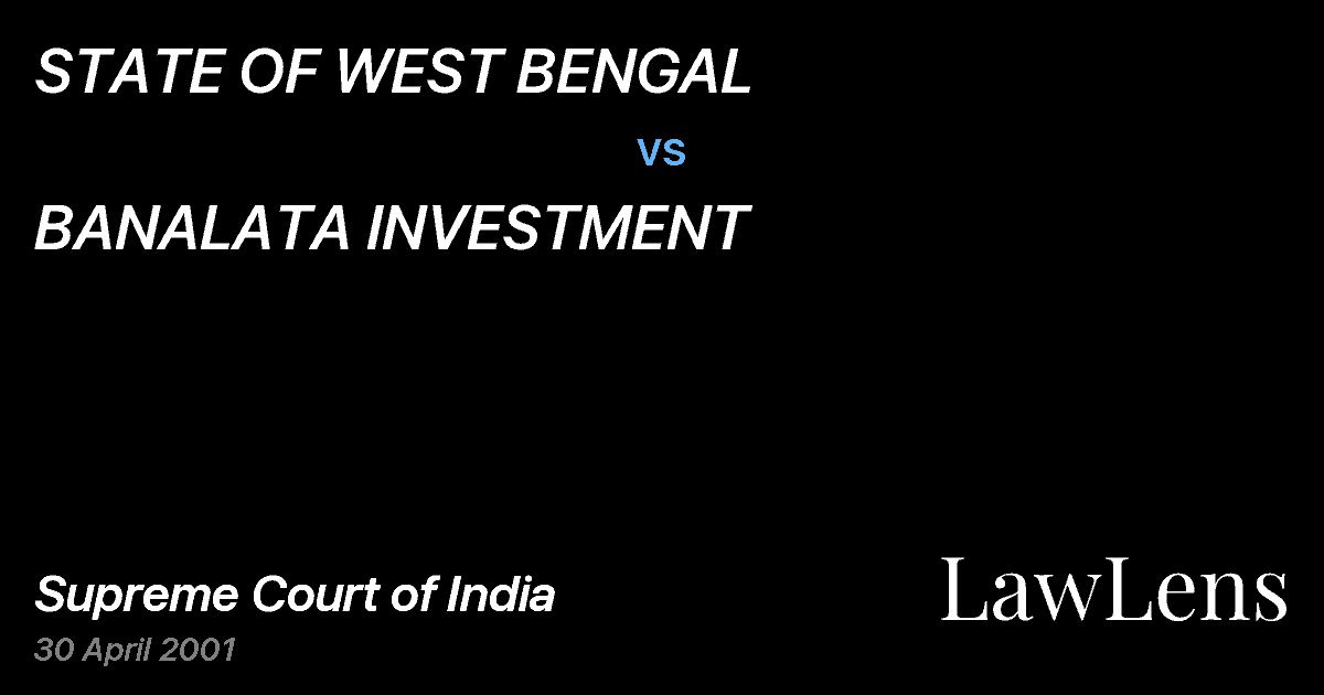 Preview image for STATE OF WEST BENGAL vs. BANALATA INVESTMENT