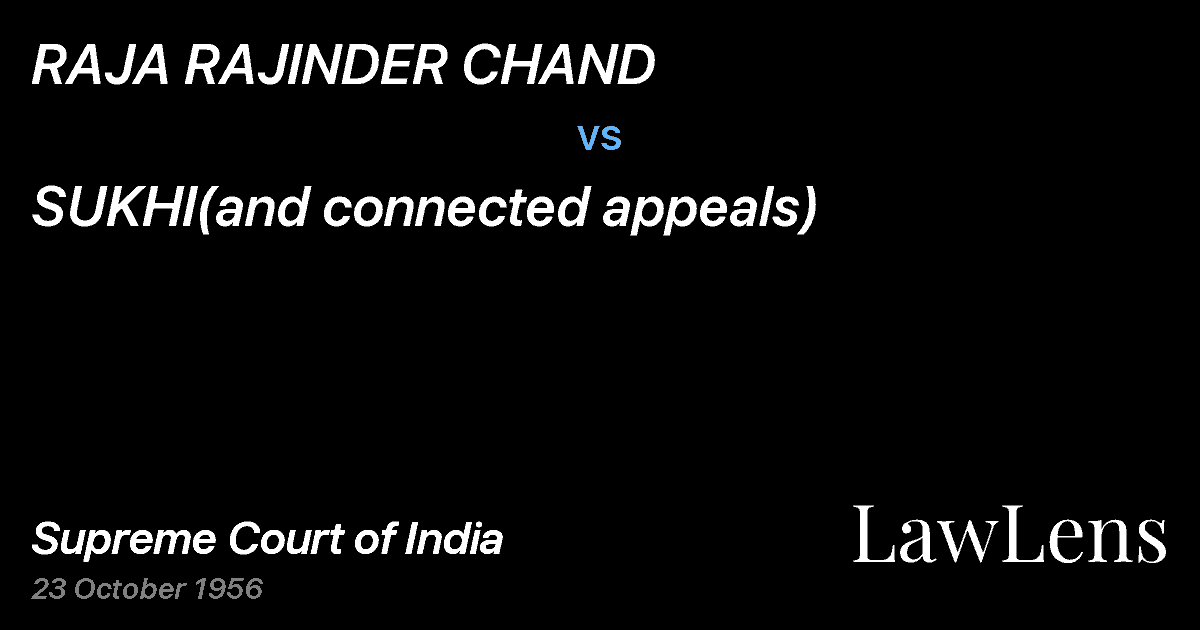 Preview image for RAJA RAJINDER CHAND vs. SUKHI(and connected appeals)