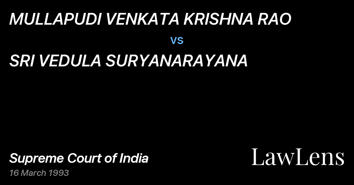 Preview image for MULLAPUDI VENKATA KRISHNA RAO vs. SRI VEDULA SURYANARAYANA