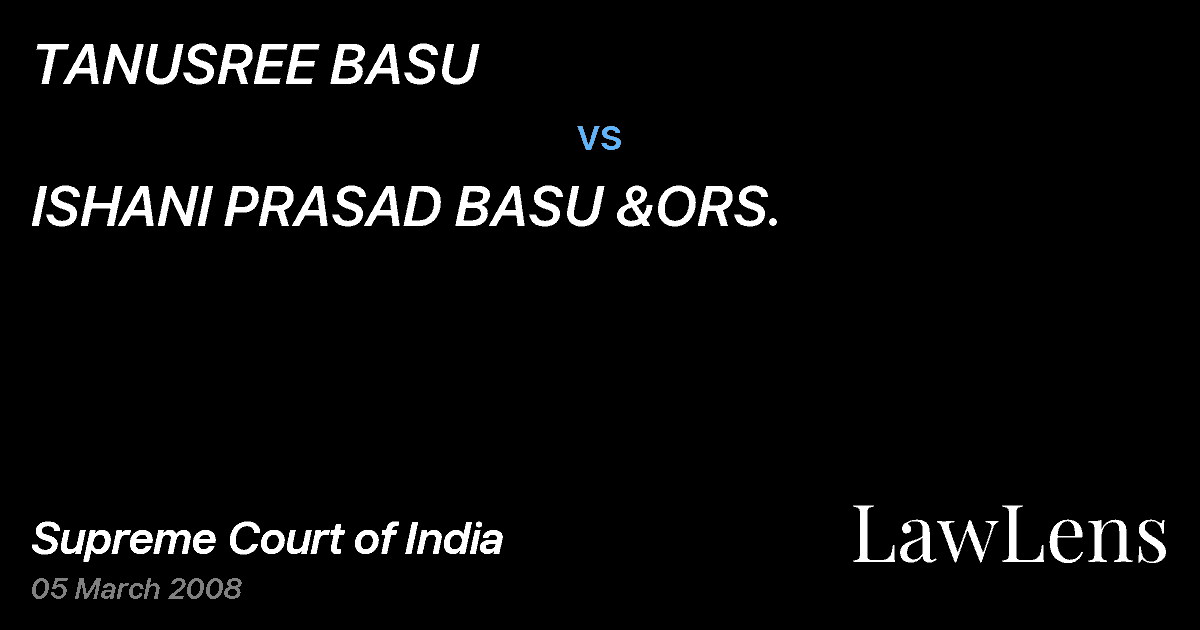 Preview image for TANUSREE BASU vs. ISHANI PRASAD BASU &ORS.