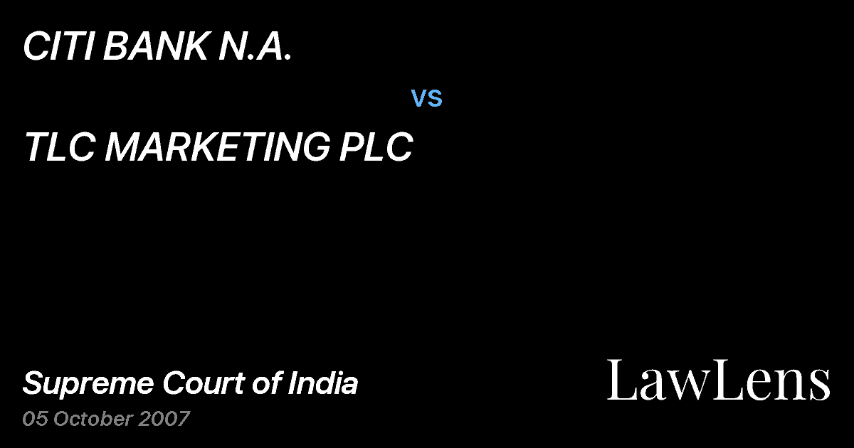 Preview image for CITI BANK N.A. vs. TLC MARKETING PLC