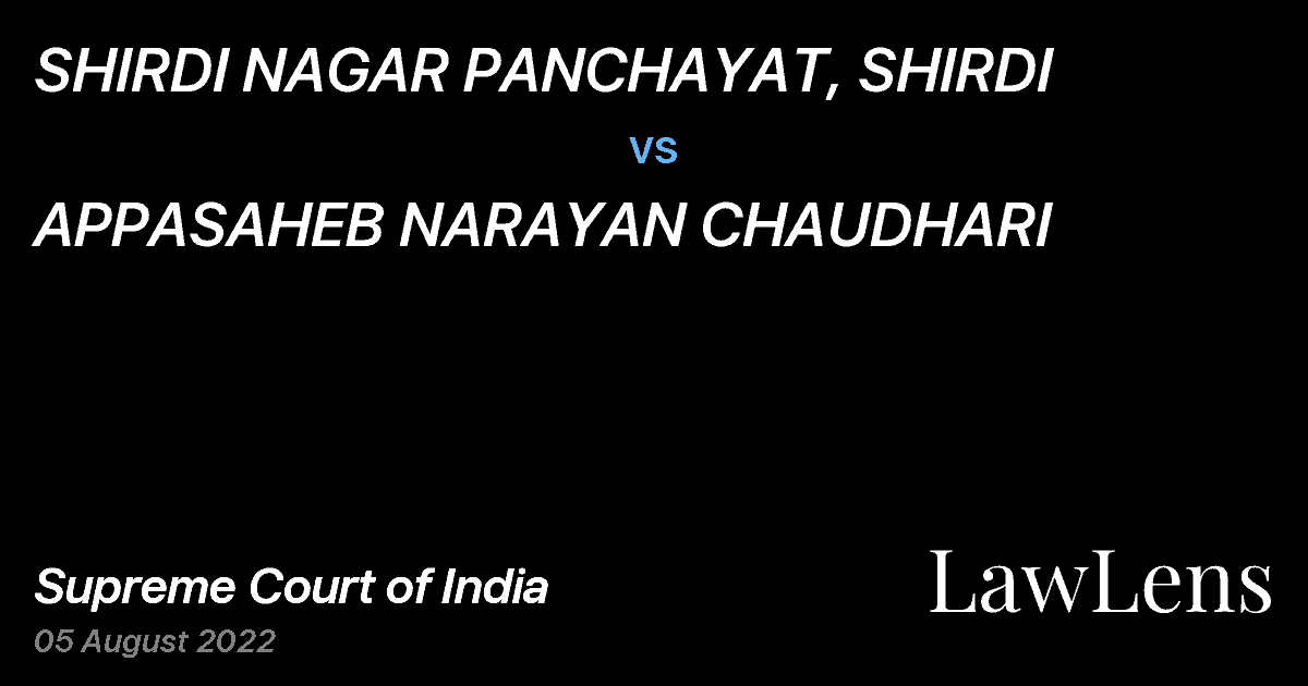 Preview image for SHIRDI NAGAR PANCHAYAT, SHIRDI vs. APPASAHEB NARAYAN CHAUDHARI