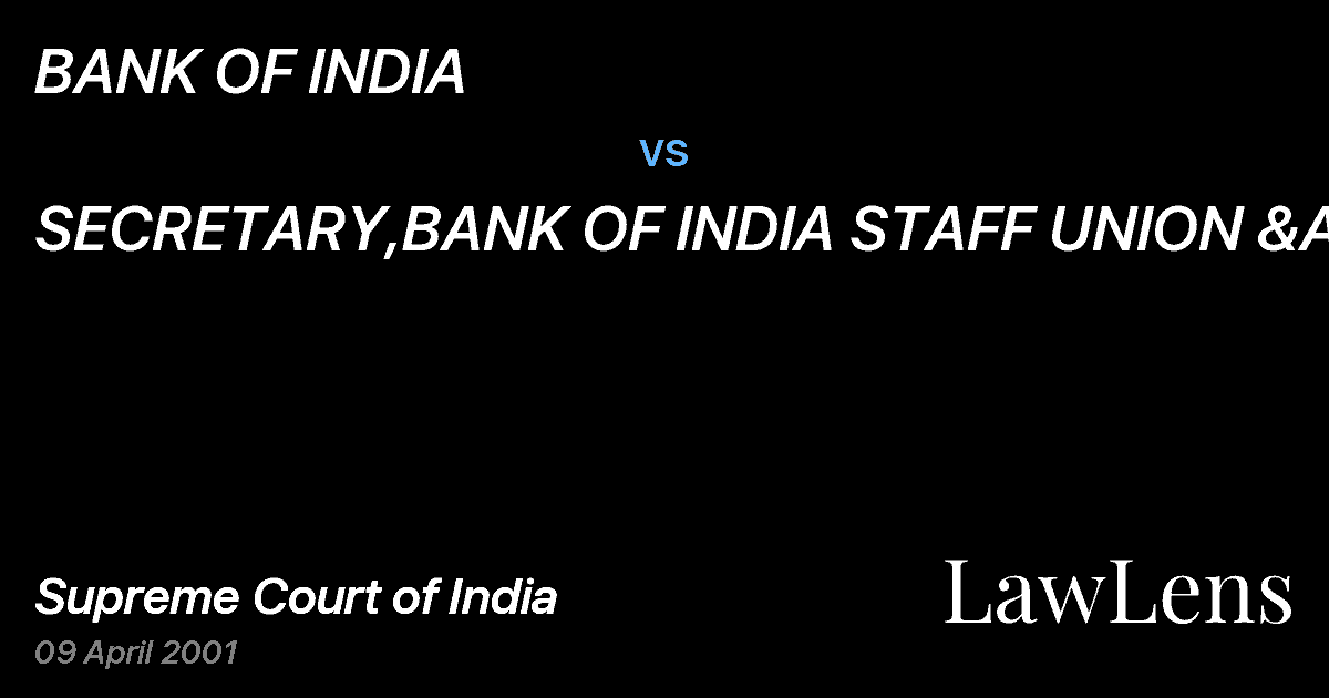 Preview image for BANK OF INDIA vs. SECRETARY,BANK OF INDIA STAFF UNION &ANR