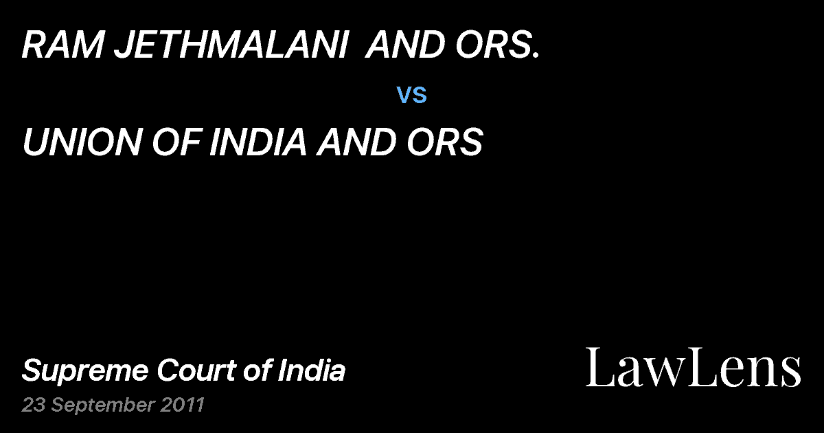 Preview image for RAM JETHMALANI  AND ORS. vs. UNION OF INDIA AND ORS